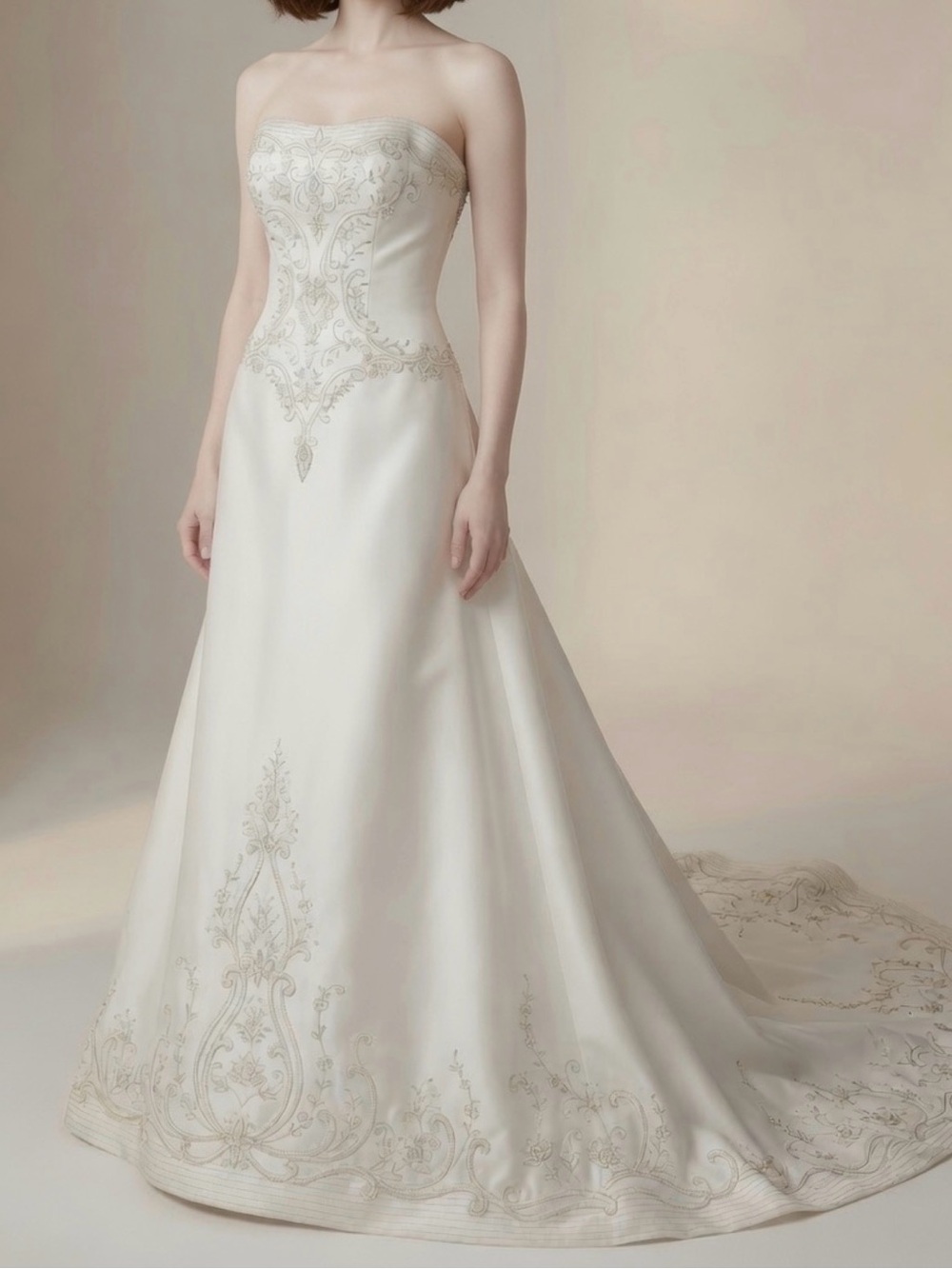 6-8 US Jasmine Strapless Ivory Embroidered Wedding Gown